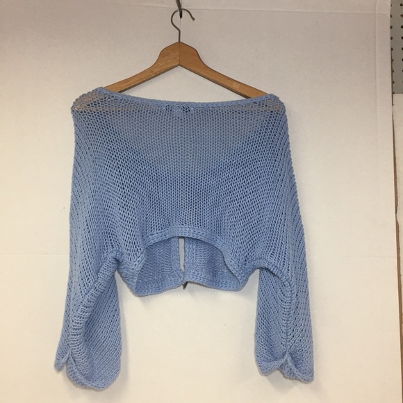 Simply Noelle Sky Blue Cropped Cotton Cardigan Sweater SZ S/M 8-10 - Picture 2 of 12